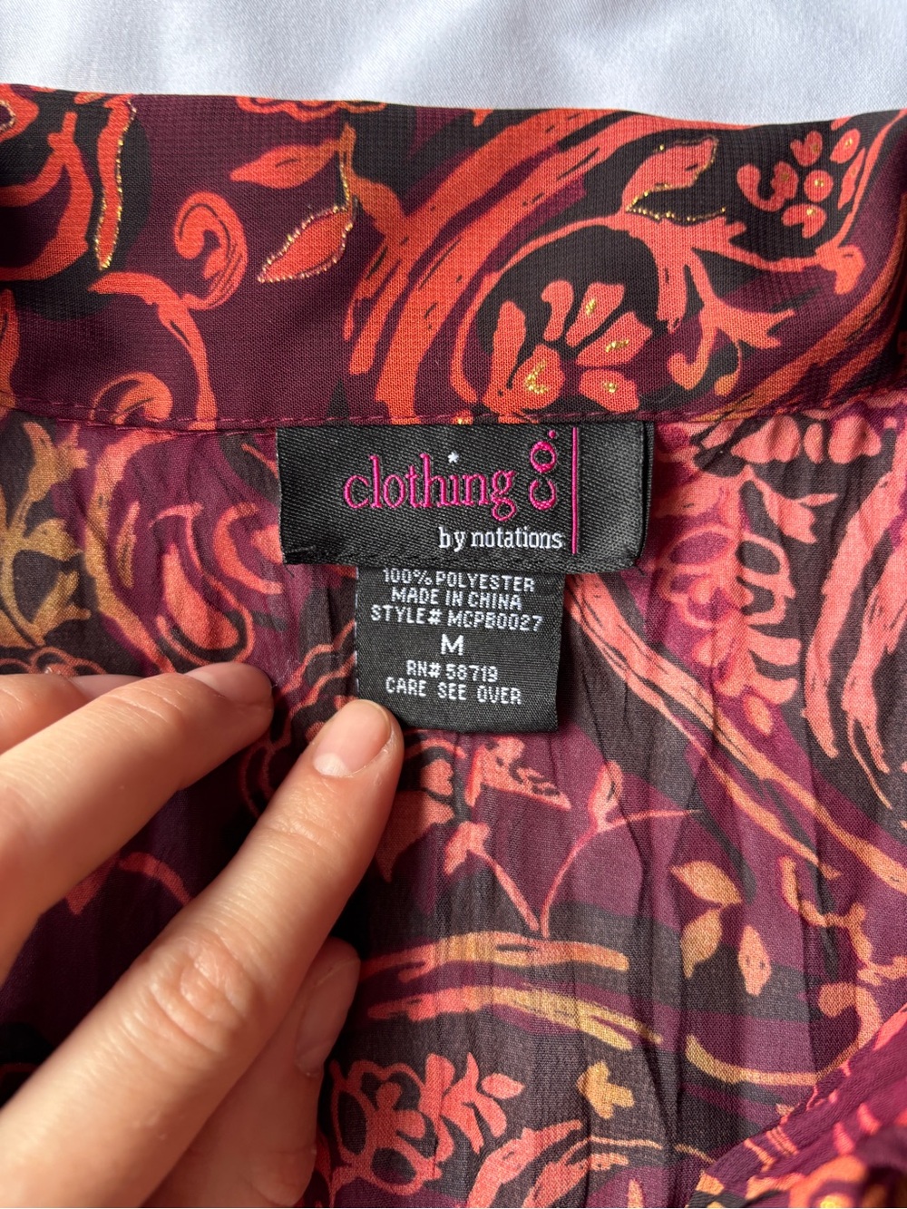 Notations Red and Orange Paisley Ruffle Blouse - Picture 3 of 3